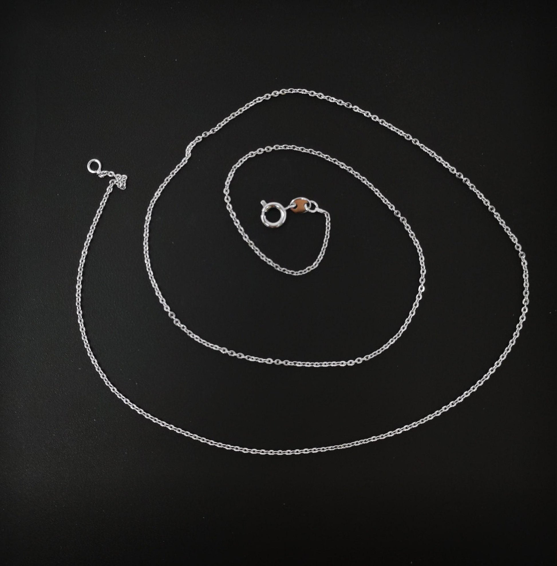 1pc 19.5'' ready to use white gold thin rolo necklace chain, layering rolo chain dainty necklace, for pendant necklace making, 640