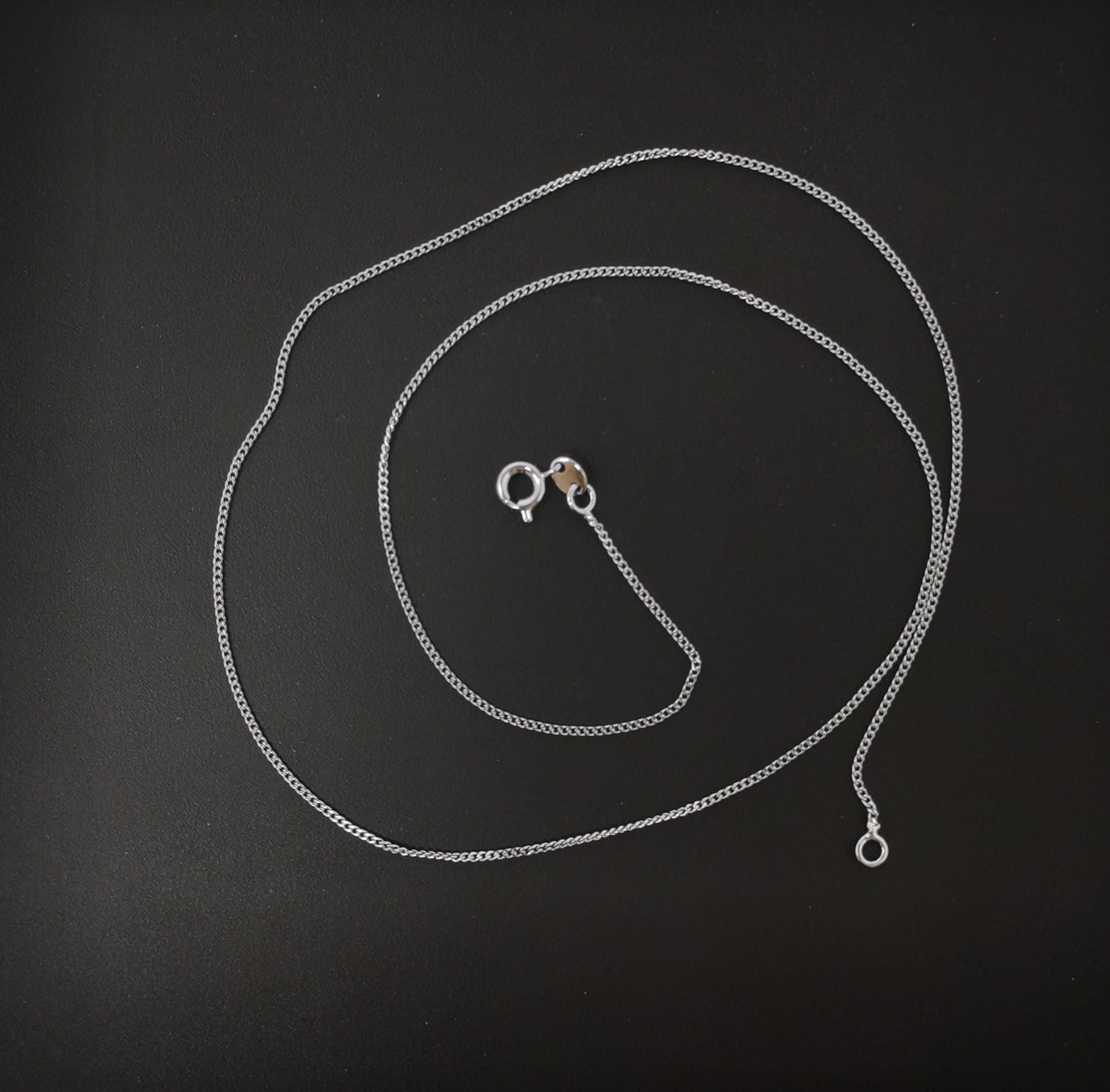 1pc 17.7'' ready to use white gold cuban curb rolo necklace chain, layer chain dainty necklace, for pendant charm necklace