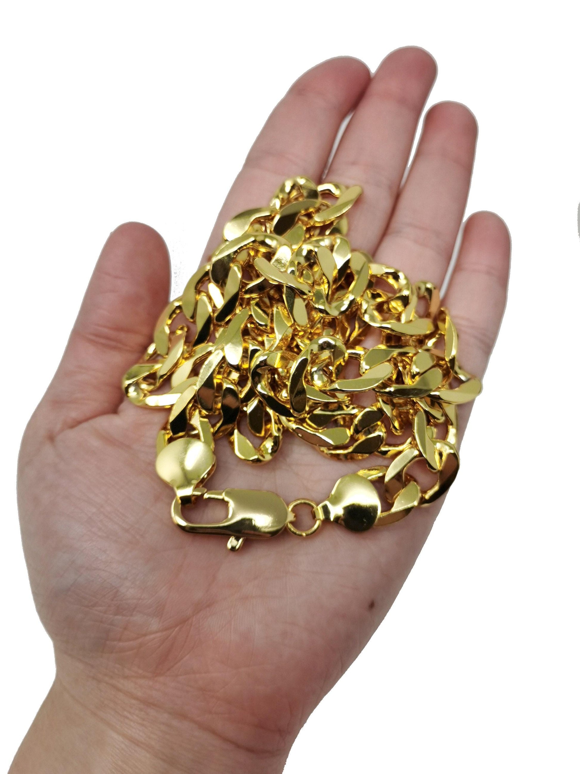 1pc 23.5'' ready to use bold gold cuban curb necklace chain, layer cuban curb chain thick necklace, pendant charm necklace making-219