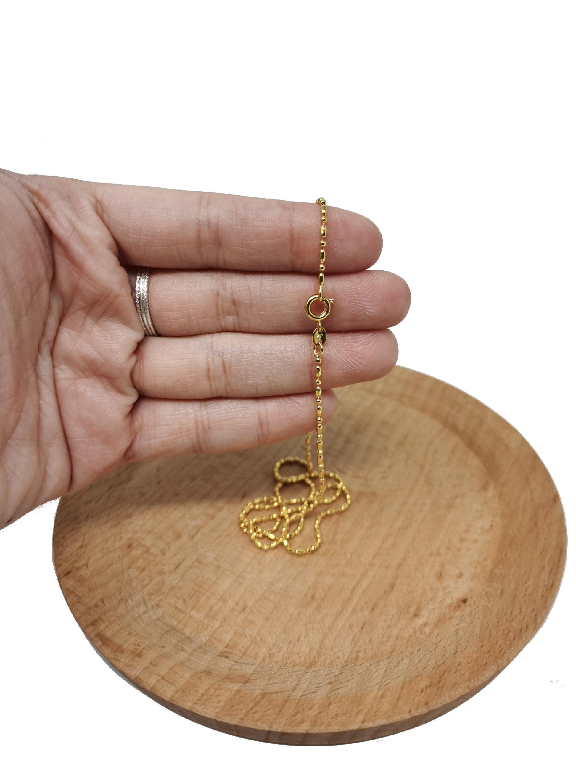1pc 19.6'' ready to use 24k gold bead necklace chain, layering beaded chain, dainty beaded necklace, pendant charm chain necklace-480
