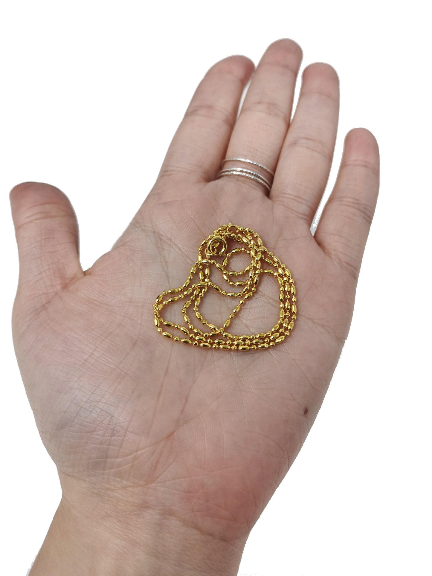 1pc 19.6'' ready to use 24k gold bead necklace chain, layering beaded chain, dainty beaded necklace, pendant charm chain necklace-480