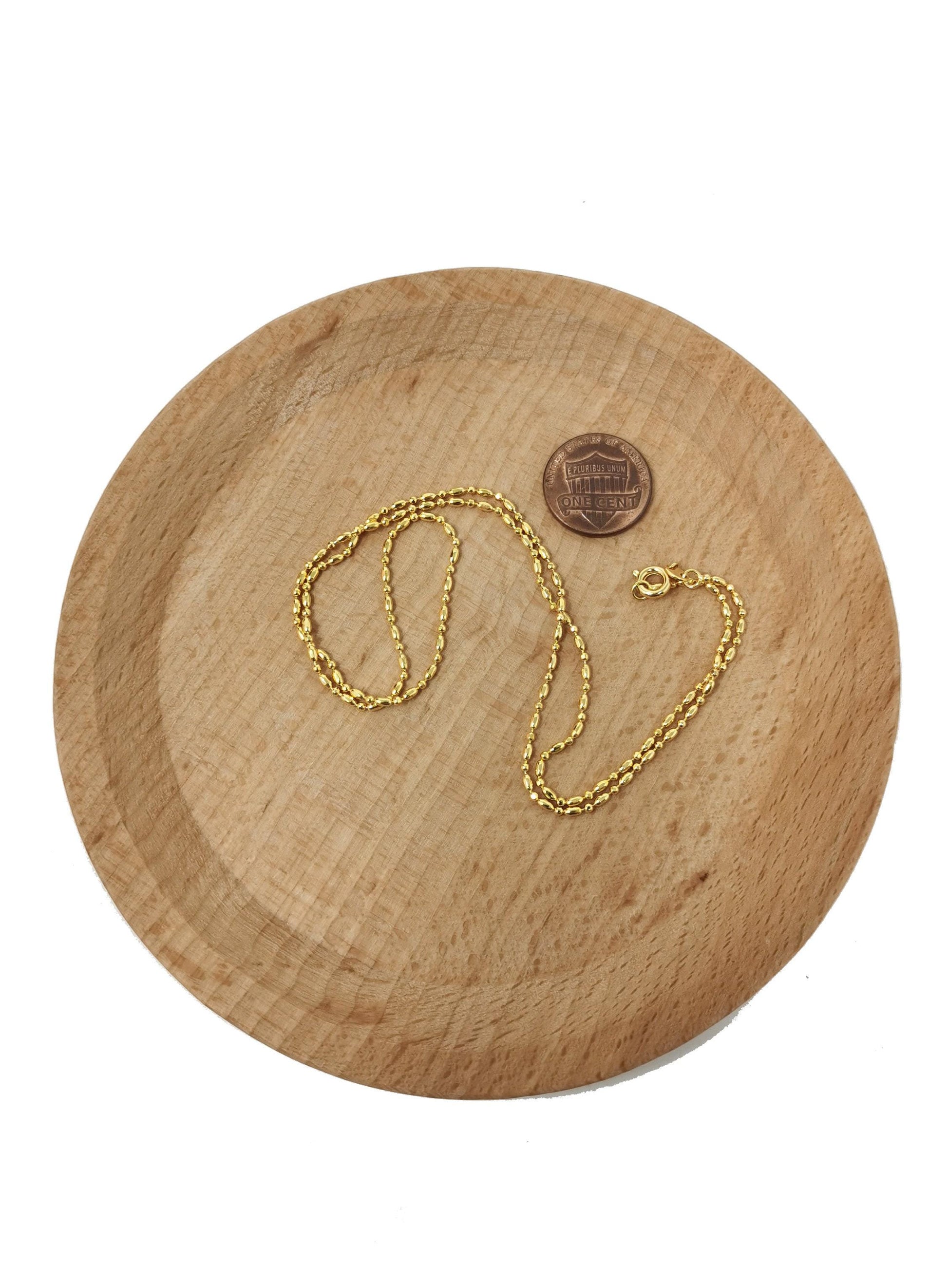 1pc 19.6'' ready to use 24k gold bead necklace chain, layering beaded chain, dainty beaded necklace, pendant charm chain necklace-480