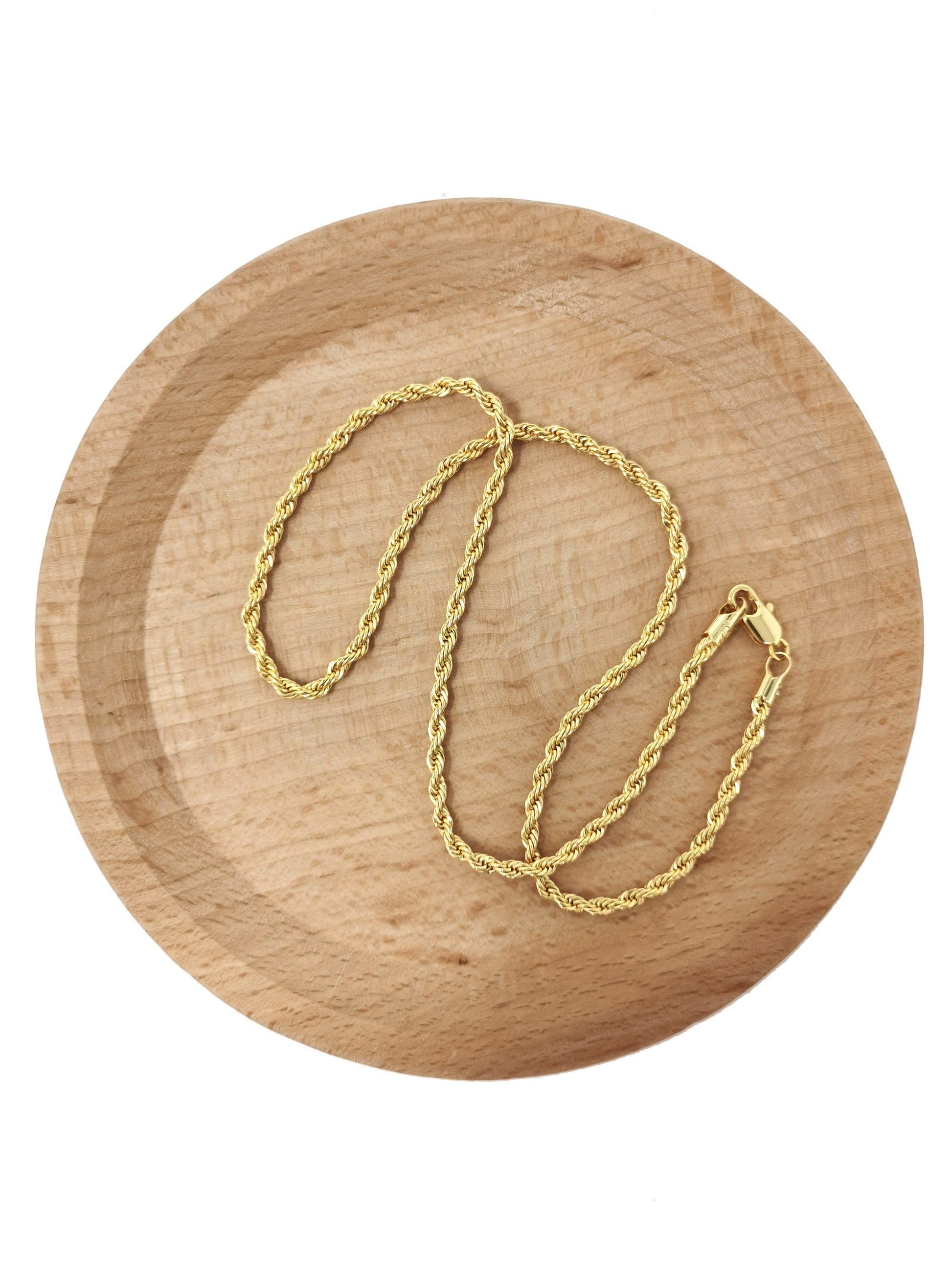1pc 17.7'' ready to use 24k gold rope necklace chain, layering rope chain dainty necklace, for pendant charm necklace making,ch-599