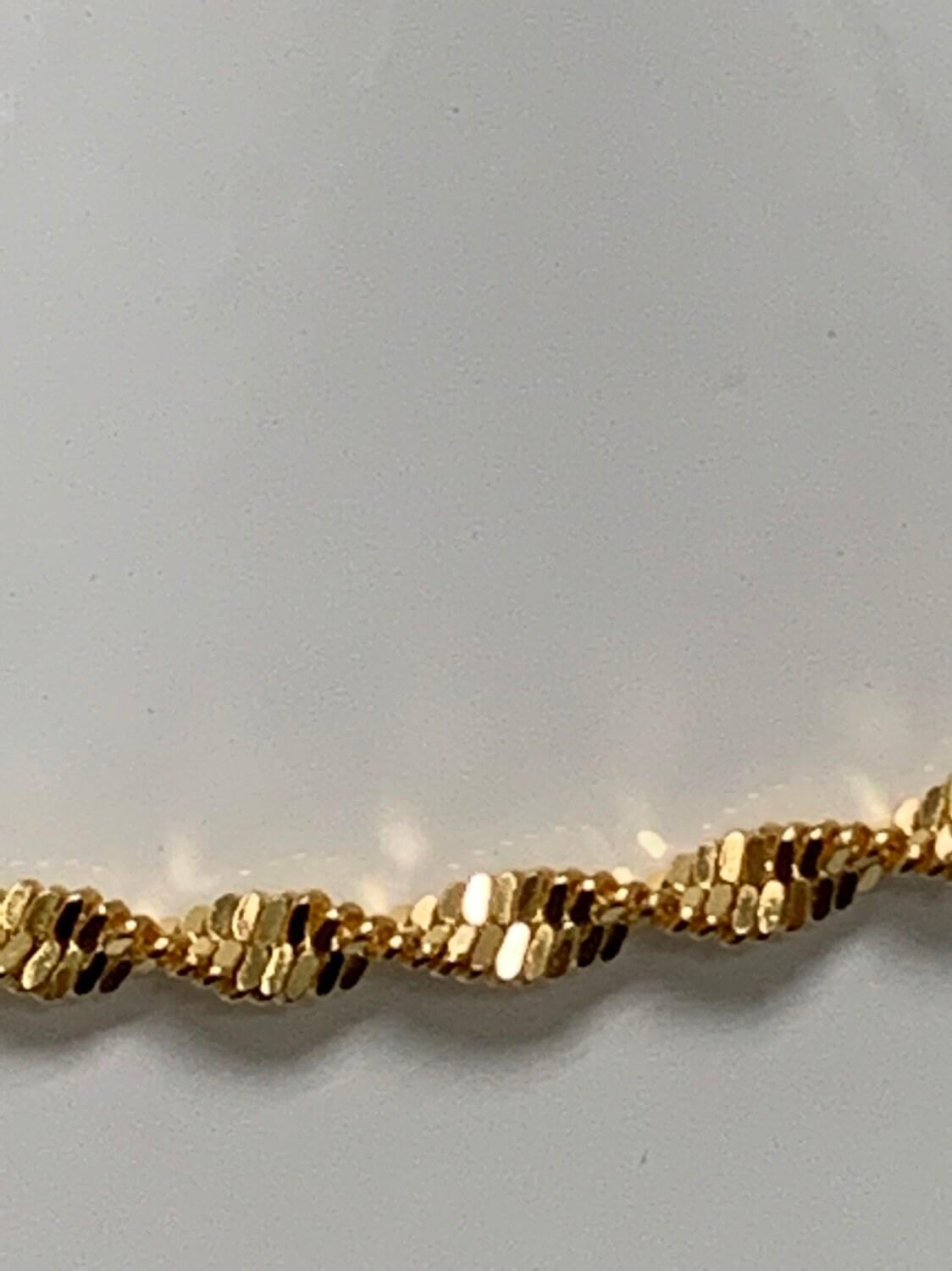 1pc 17.7'' ready to use gold twisted necklace chain, layering singapore chain dainty necklace, for pendant charm necklace making, 440