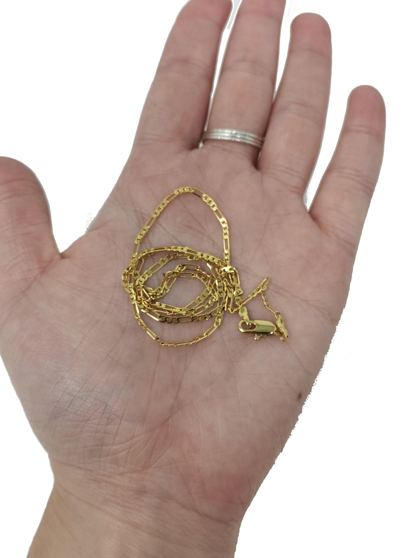 1pc 17.7'' ready to use gold figaro necklace chain, layering figaro chain dainty necklace, perfect for pendant charm necklace, 438