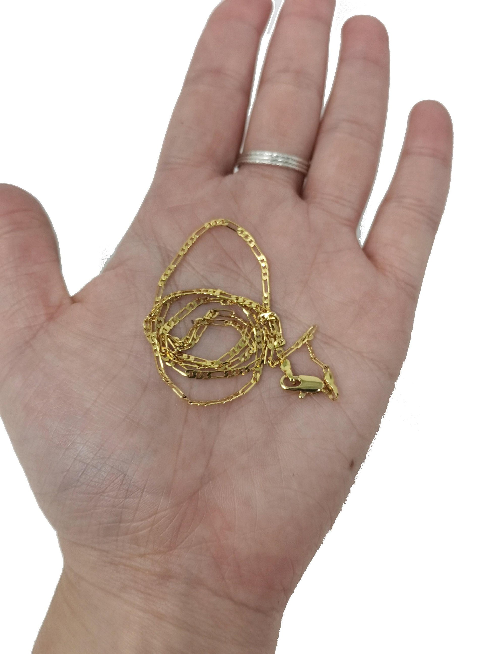 1pc 17.7'' ready to use gold figaro necklace chain, layering figaro chain dainty necklace, perfect for pendant charm necklace, 438