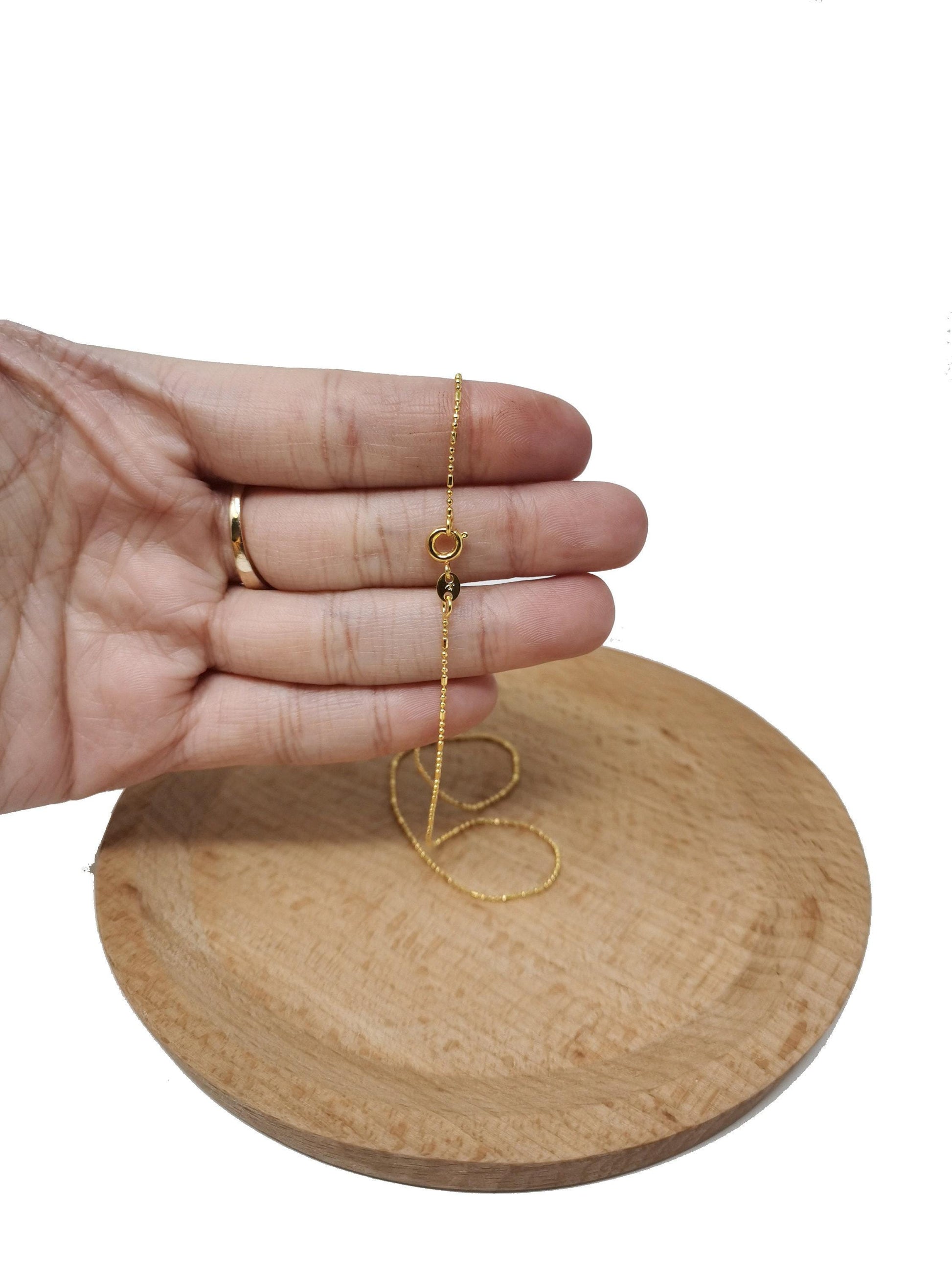 1pc 13.7'' ready to use 24k gold bead necklace chain, layering beaded chain, dainty beaded necklace, for pendant chain necklace, 506