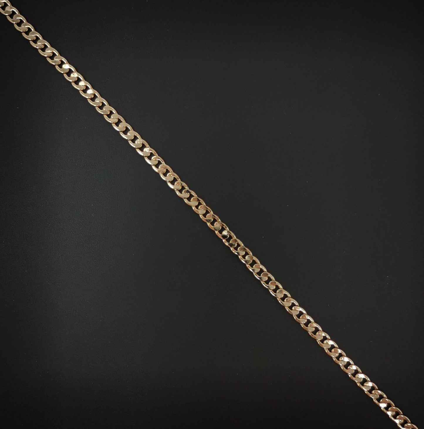 1pc 19.6'' ready to use 18k rosy gold cuban curb necklace chain, layering curb chain dainty necklace, for necklace making, 684