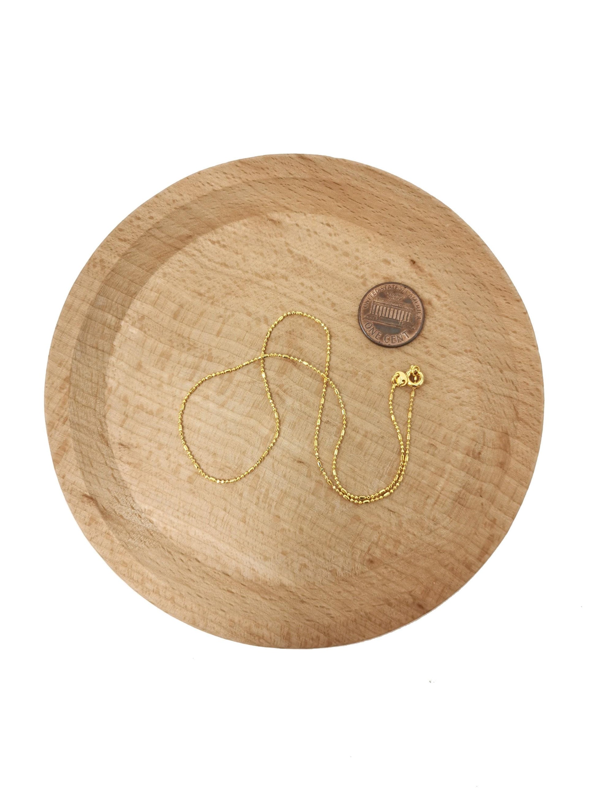 1pc 13.7'' ready to use 24k gold bead necklace chain, layering beaded chain, dainty beaded necklace, for pendant chain necklace, 506
