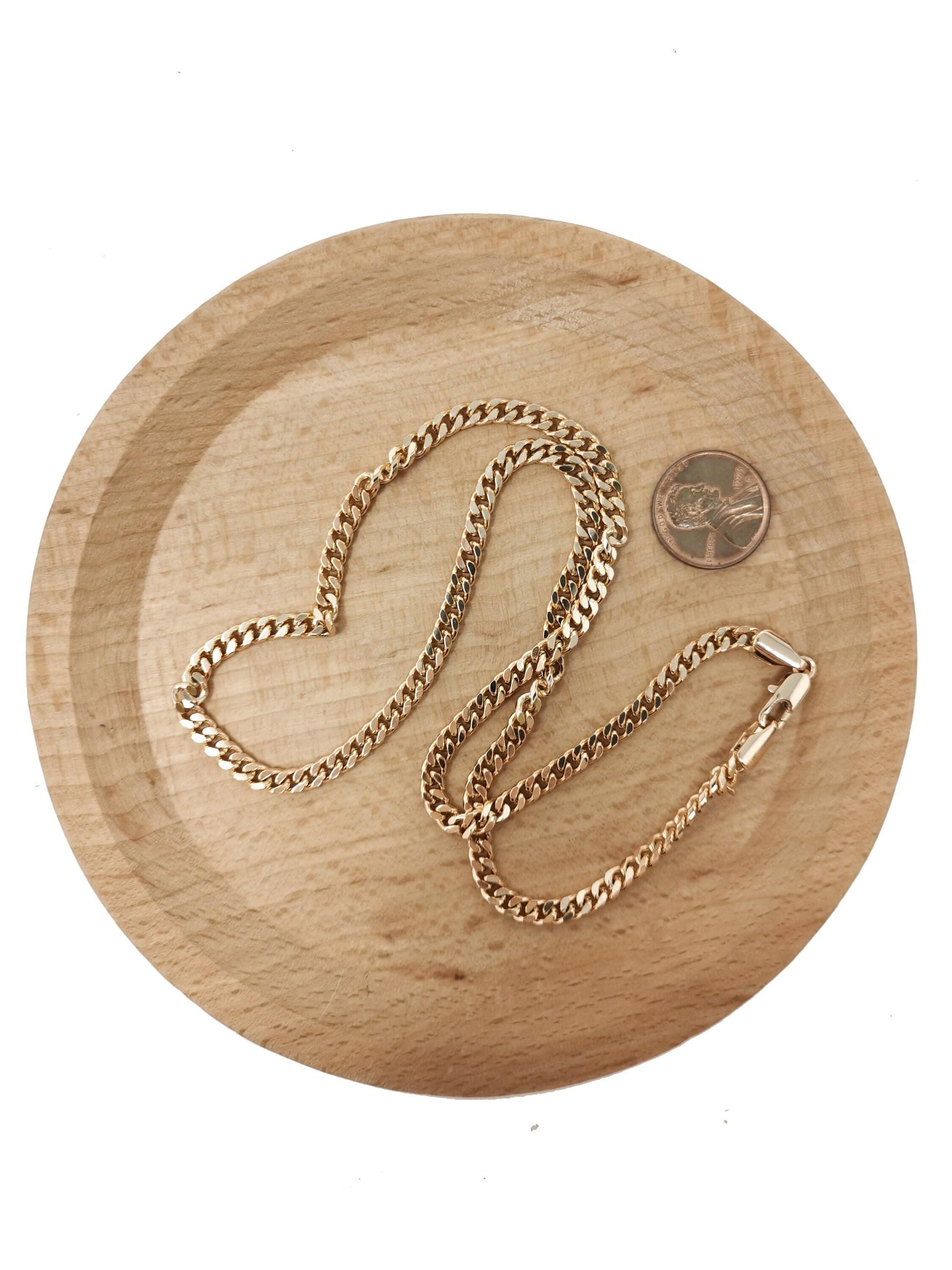 1pc 19.6'' ready to use 18k rosy gold cuban curb necklace chain, layering curb chain dainty necklace, for necklace making, 682