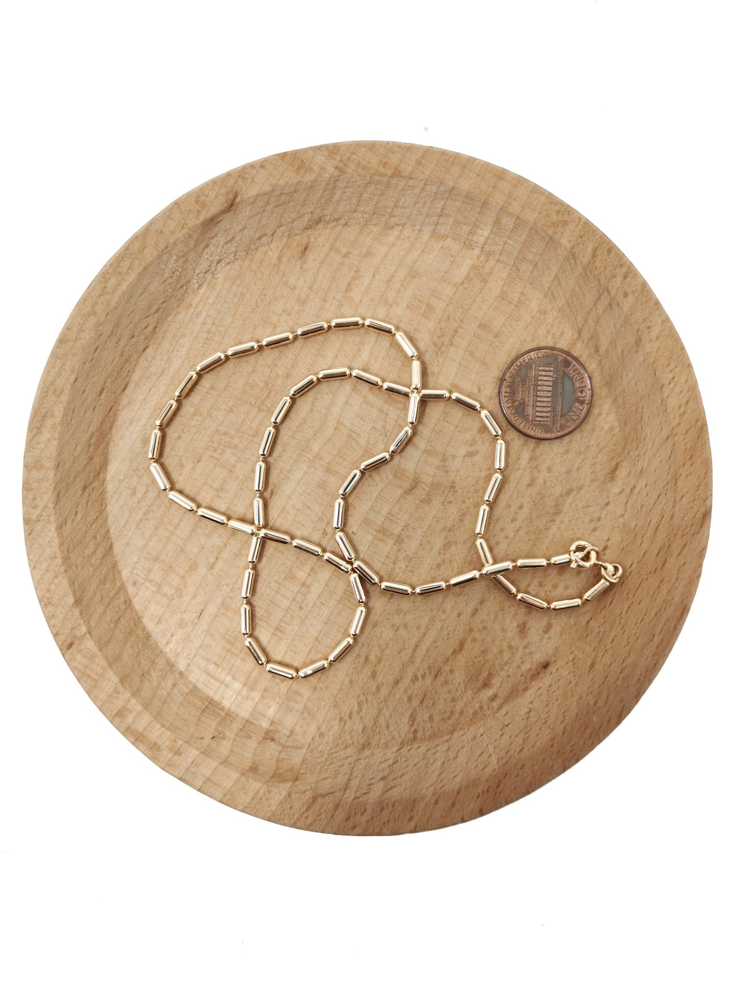1pc 17.7'' ready to use gold sausages link necklace chain, layering beaded chain dainty necklace, perfect for pendant charm necklace, 657