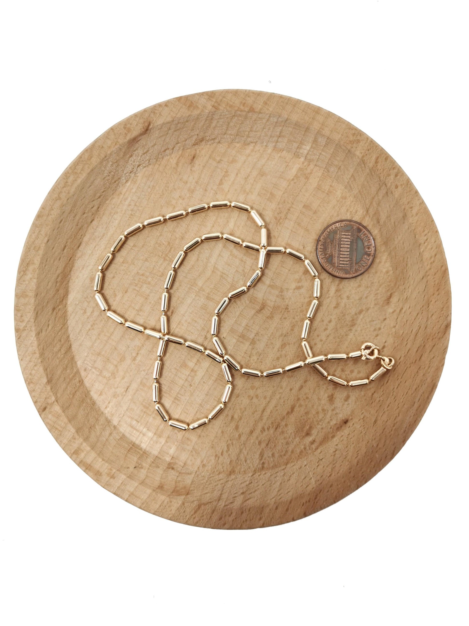 1pc 17.7'' ready to use gold sausages link necklace chain, layering beaded chain dainty necklace, perfect for pendant charm necklace, 657
