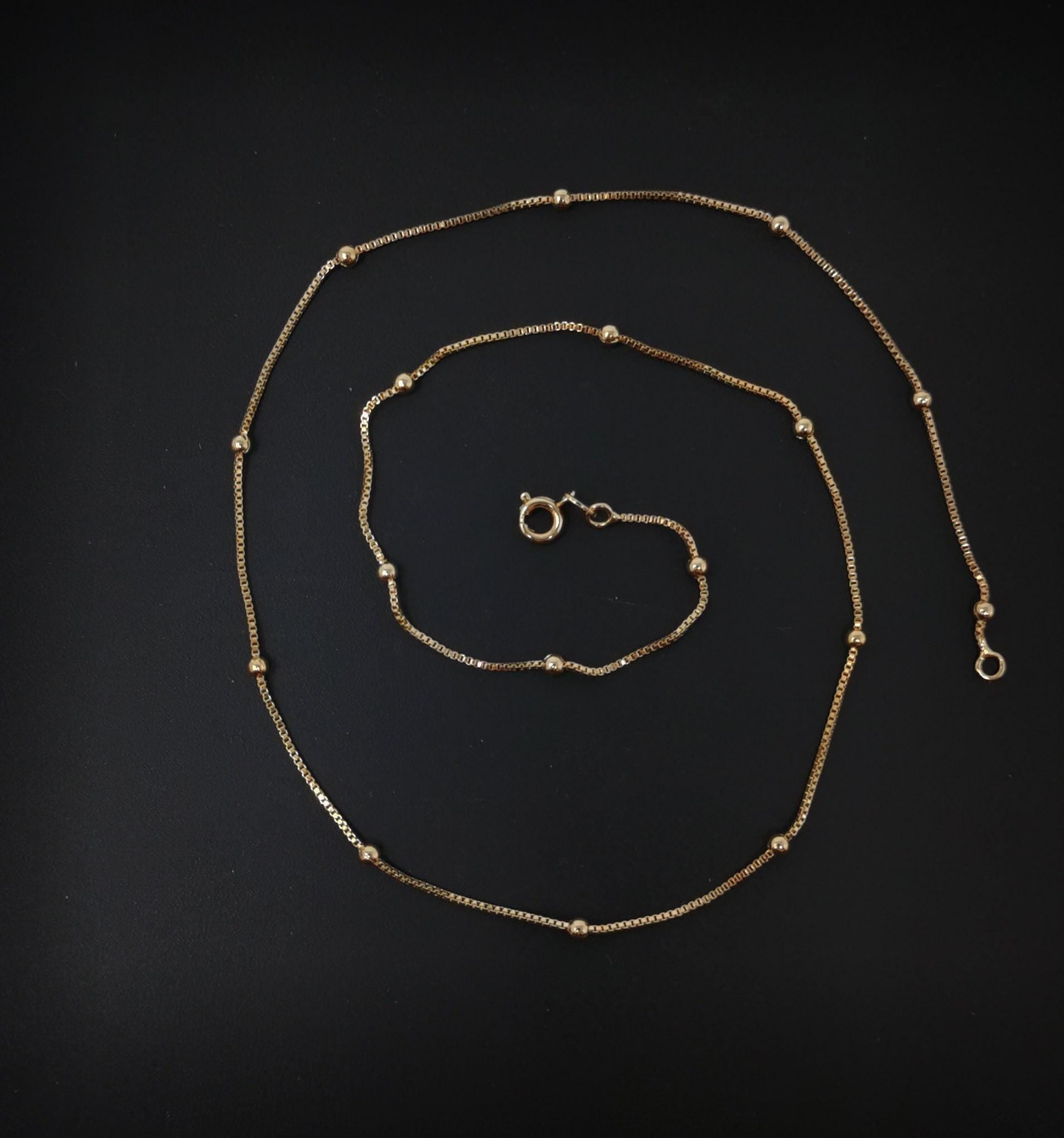 1pc 17.7'' ready to wear 18k gold square box chain necklace, layering dainty box chain for jewelry making with pendant charm, ch-649