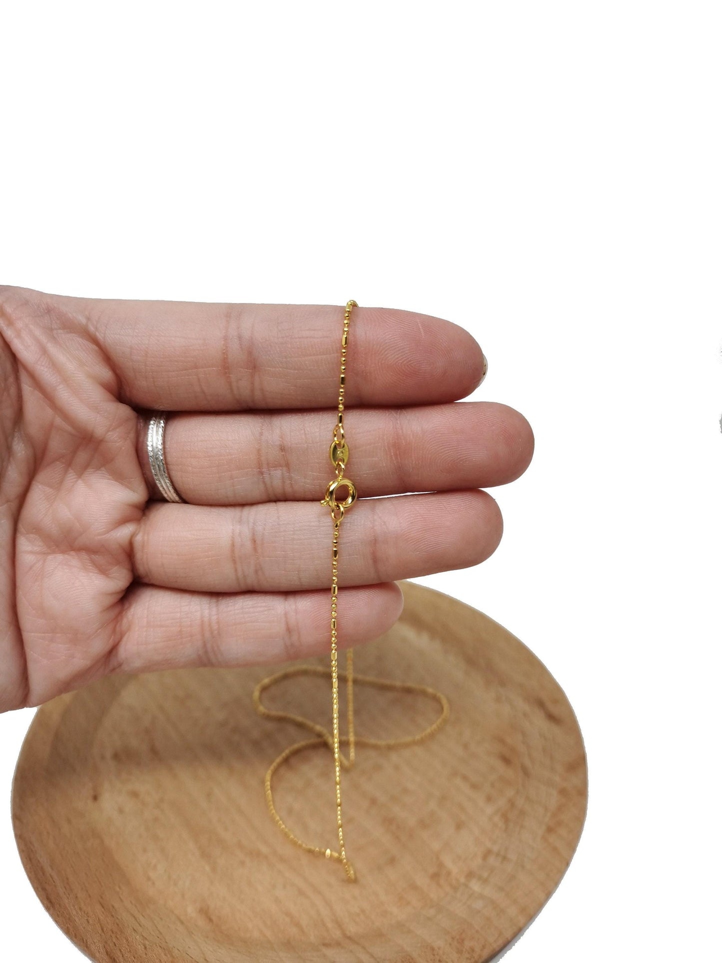 1pc 17.7'' ready to use gold bead necklace chain, layering beaded chain dainty necklace, perfect for pendant charm necklace, 444