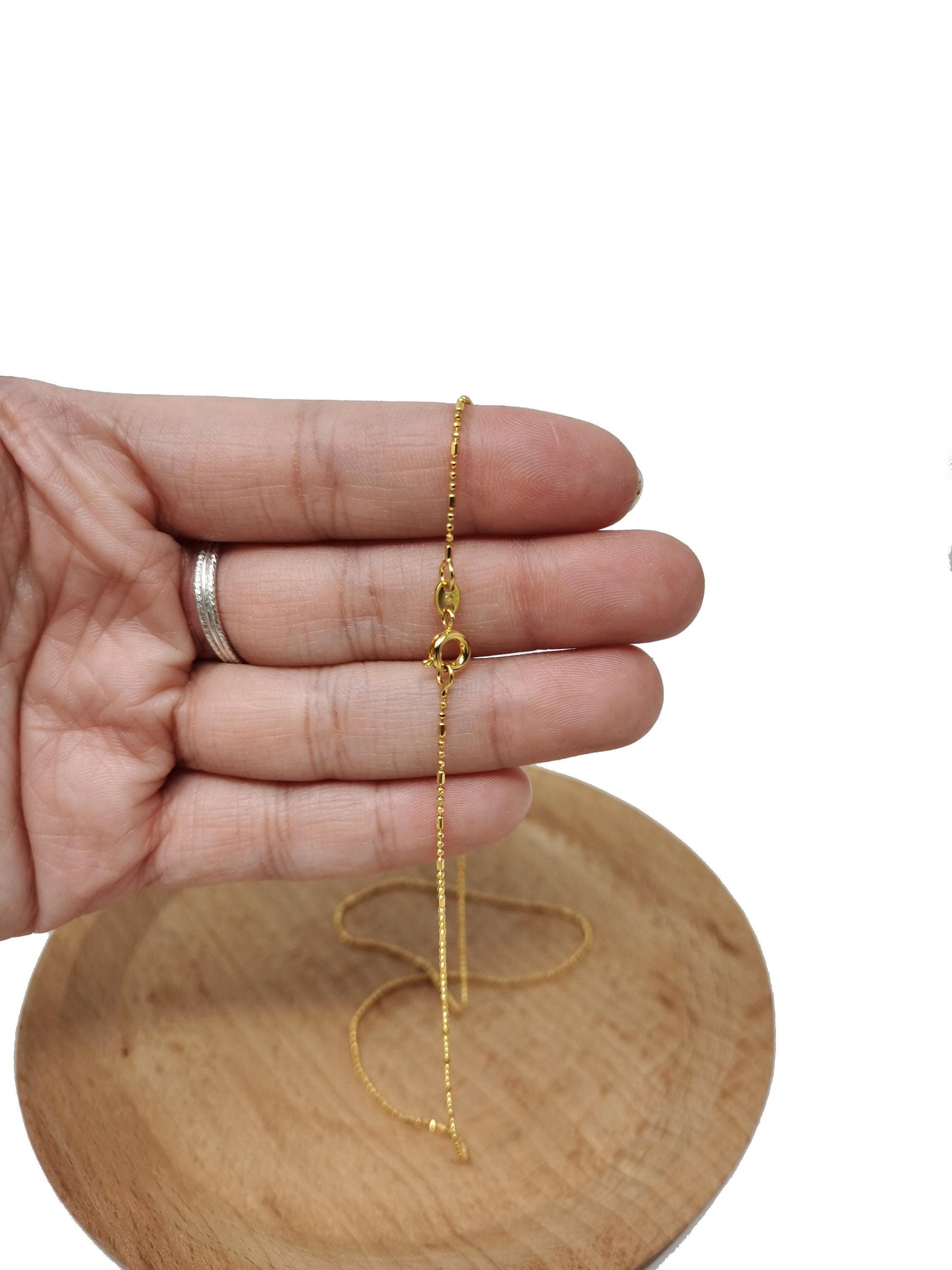 1pc 17.7'' ready to use gold bead necklace chain, layering beaded chain dainty necklace, perfect for pendant charm necklace, 444