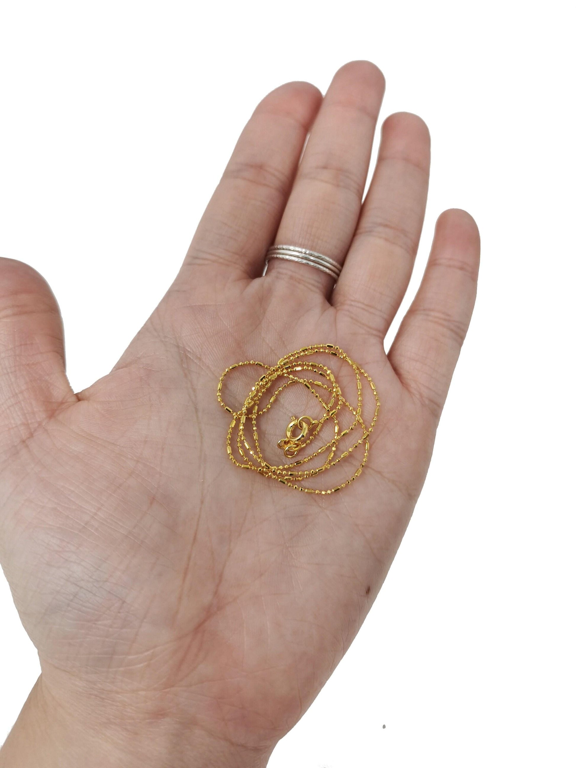 1pc 17.7'' ready to use gold bead necklace chain, layering beaded chain dainty necklace, perfect for pendant charm necklace, 444