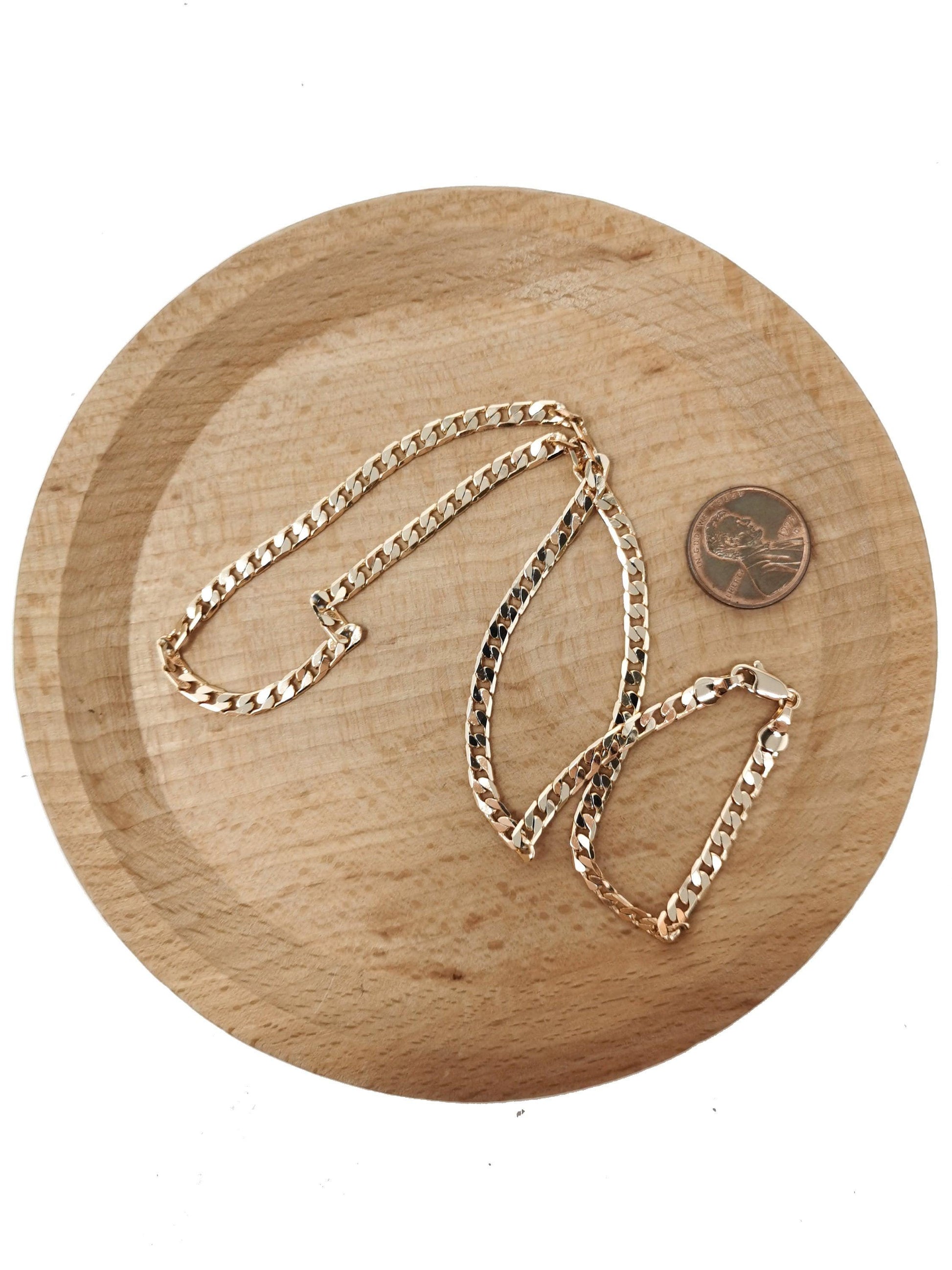 1pc 17.0'' ready to use 18k rosy gold cuban curb necklace chain, layering curb chain dainty necklace, for necklace making, ch-683
