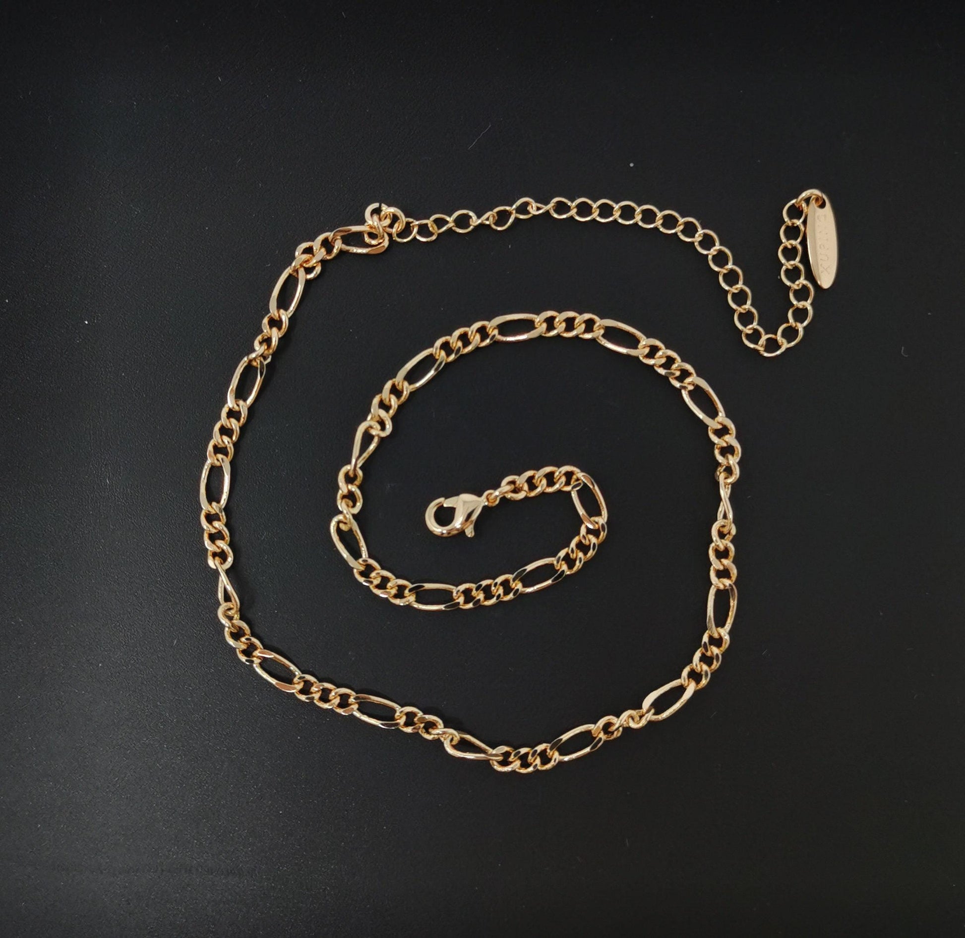 1pc 11.8'' ready to use 18k gold figaro necklace chain, layering figaro chain dainty necklace, perfect for pendant charm necklace,585