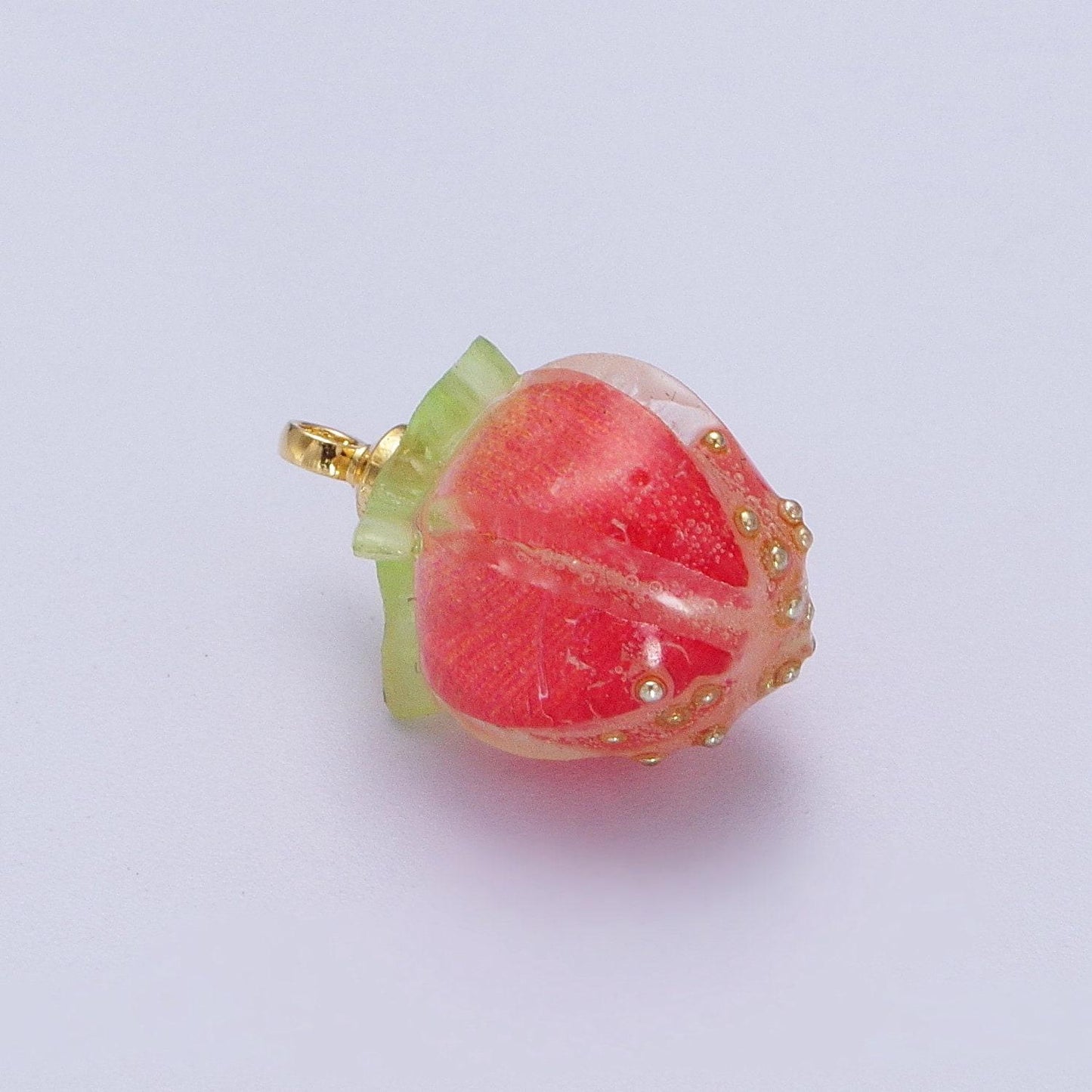 Colorful pink glass fruit pendants dainty gold strawberry charms for earring necklace bracelet component| c-771
