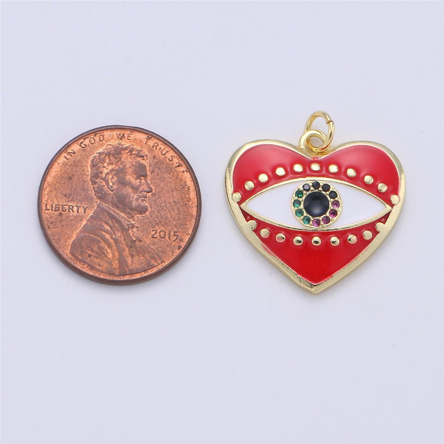 Black heart enamel evil eye charm, red eye of ra pendant, enamel eye pendant, amulet protection eye charm love medallion pendant