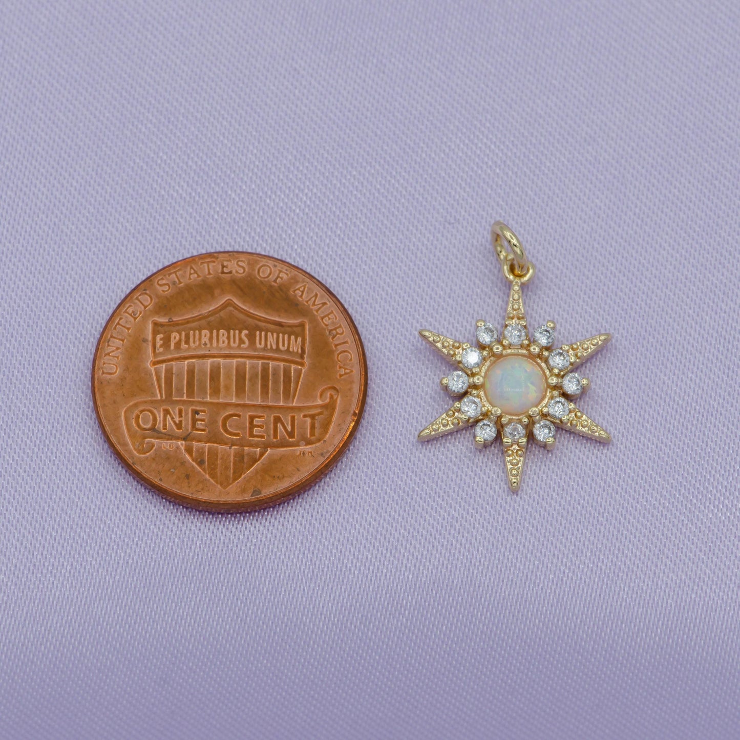 Pinkish gold opal star charm micro pave starburst charm for bracelet earring necklace charm jewelry making supply, c-719