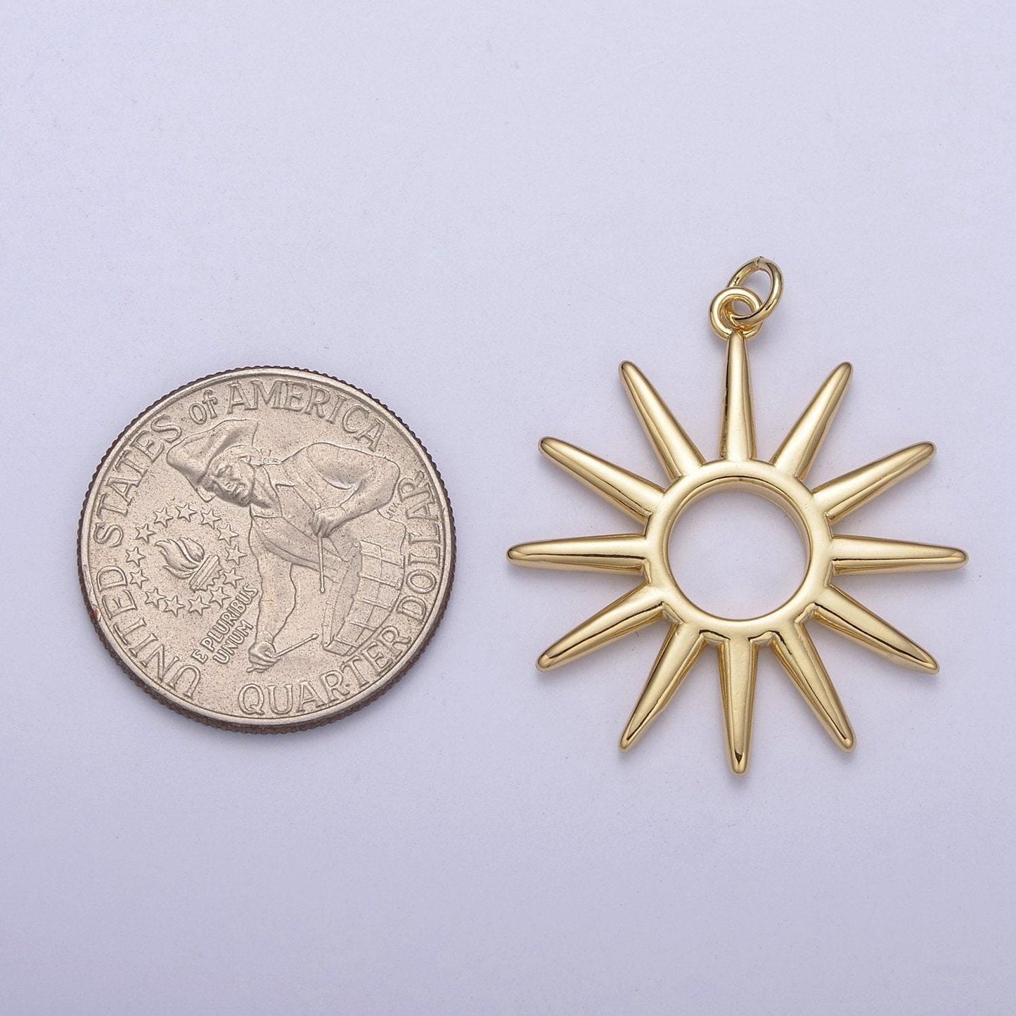 Gold sun charm celestial pendant c-691
