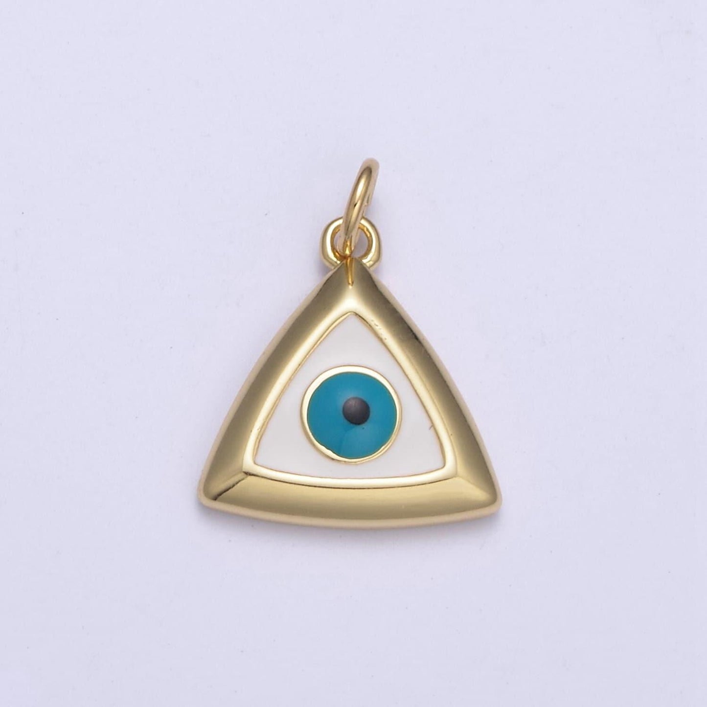 Eye of providence charm gold triangle turquoise evil eye third eye dainty triangle protection amulet jewelry pendant