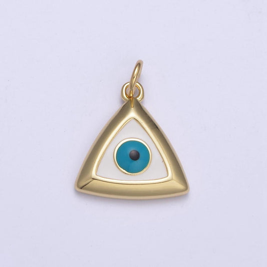 Eye of providence charm gold triangle turquoise evil eye third eye dainty triangle protection amulet jewelry pendant