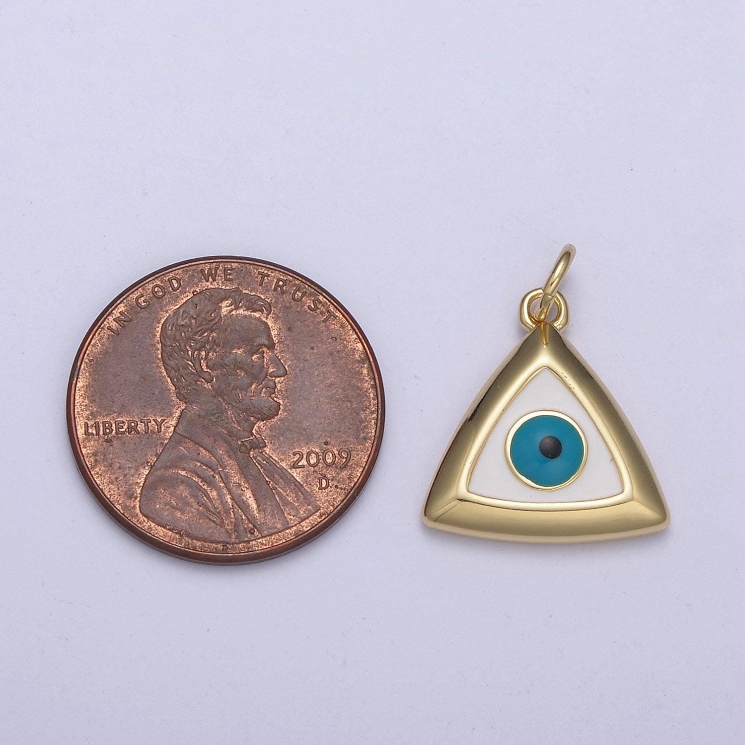 Eye of providence charm gold triangle turquoise evil eye third eye dainty triangle protection amulet jewelry pendant