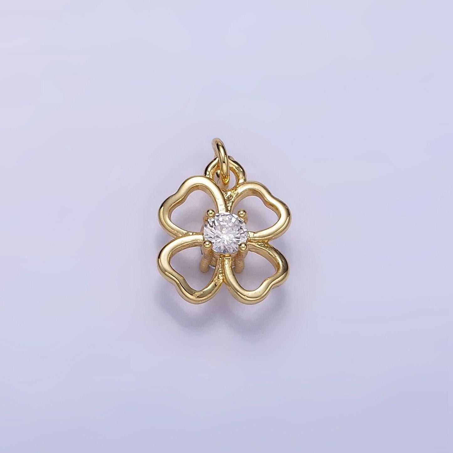 24k gold filled mini flower clear marquise petal add-on charm in gold & silver | ac1213 ac1214