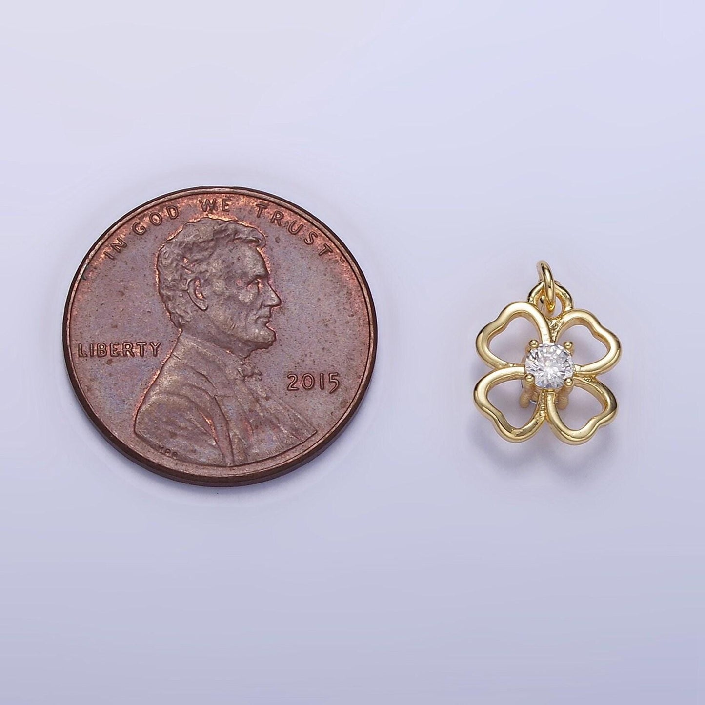 24k gold filled mini flower clear marquise petal add-on charm in gold & silver | ac1213 ac1214