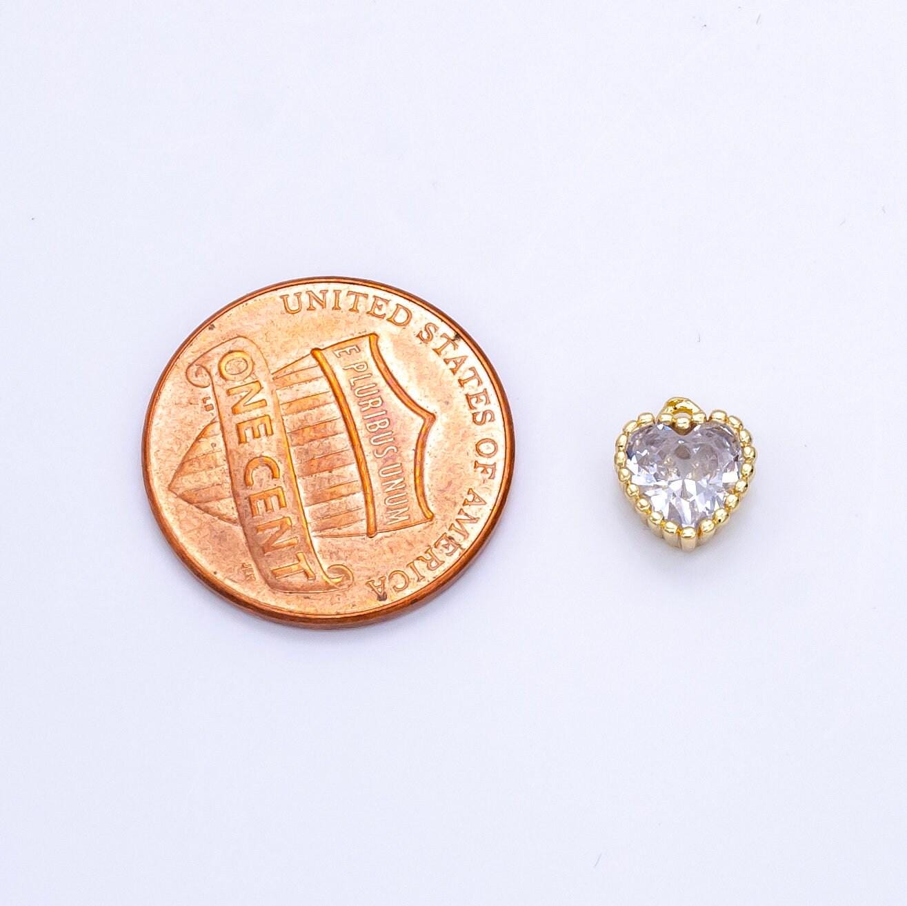 Tini mini small heart charm cubic heart gold charm for bracelet earring necklace jewelry making supply -292