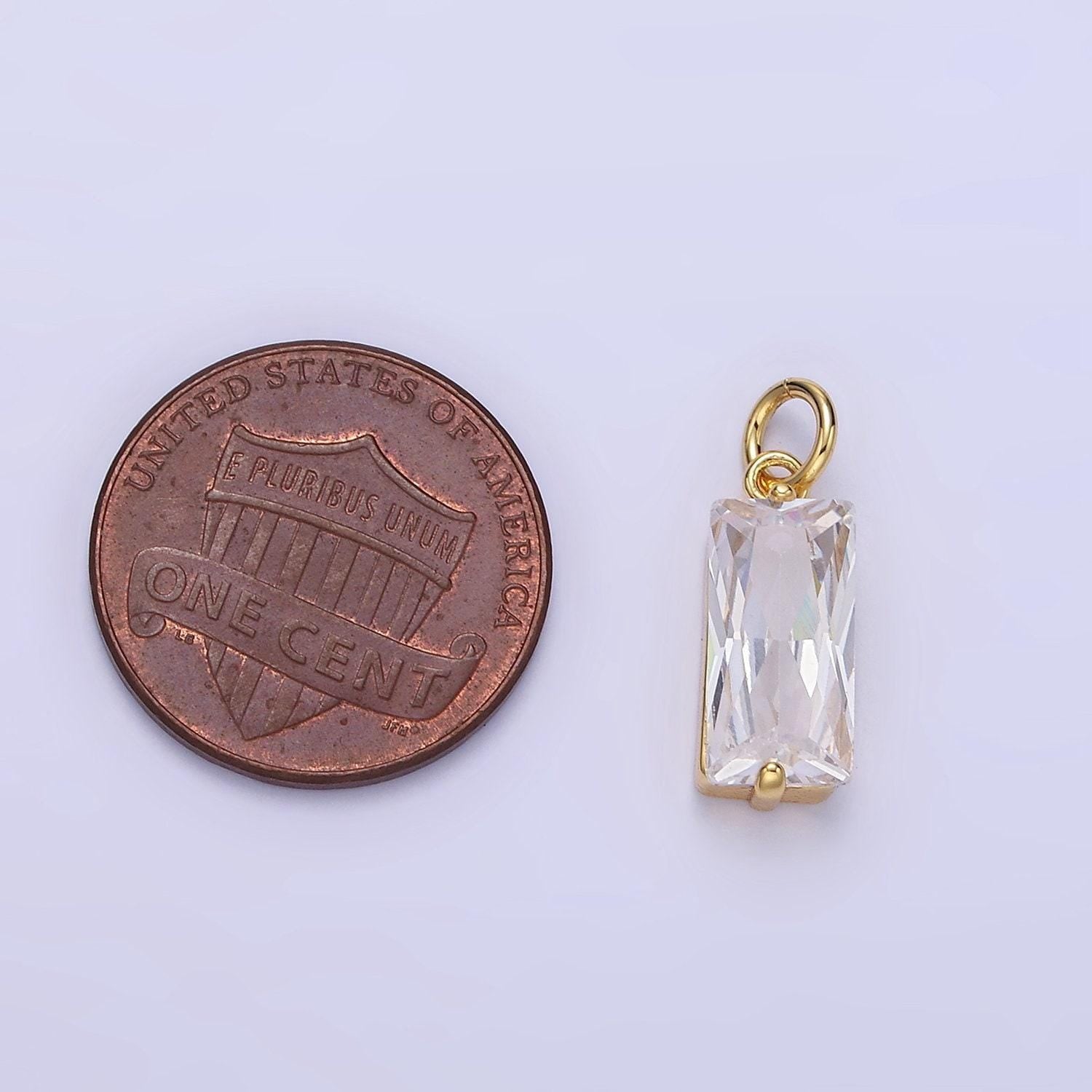24k gold filled clear baguette cz bezel add-on charm | c-553