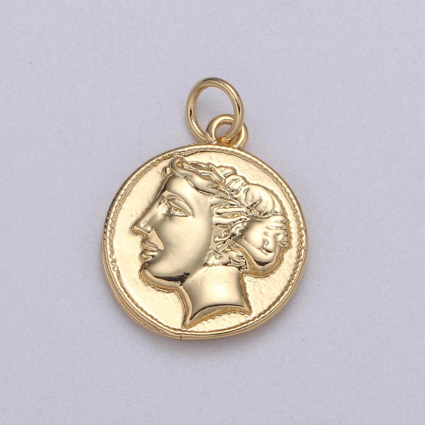 Double sided 24k gold hercules coin pendant ancient coin pendant, greek heracles coin pendant, diy jewelry, warrior pendant c532,543