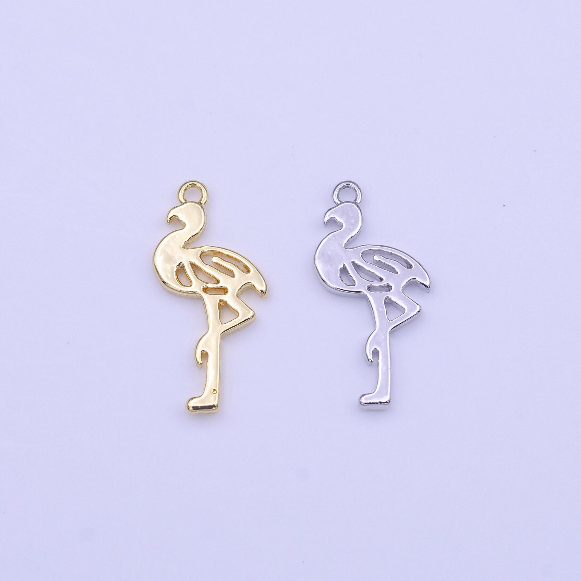 Gold flamingo charms, bracelet charm, anklet charm, earring charm silver bird charms wholesale supply c505