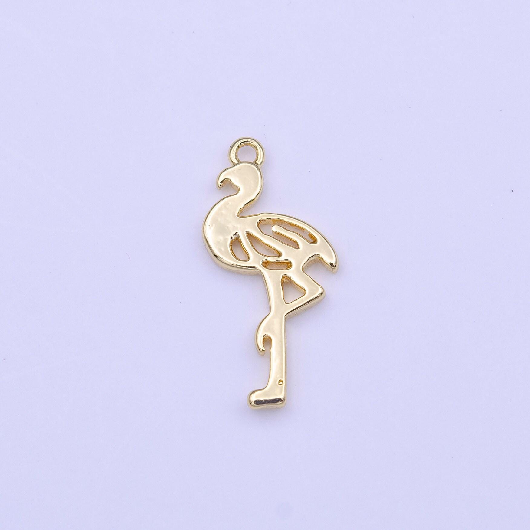 Gold flamingo charms, bracelet charm, anklet charm, earring charm silver bird charms wholesale supply c505