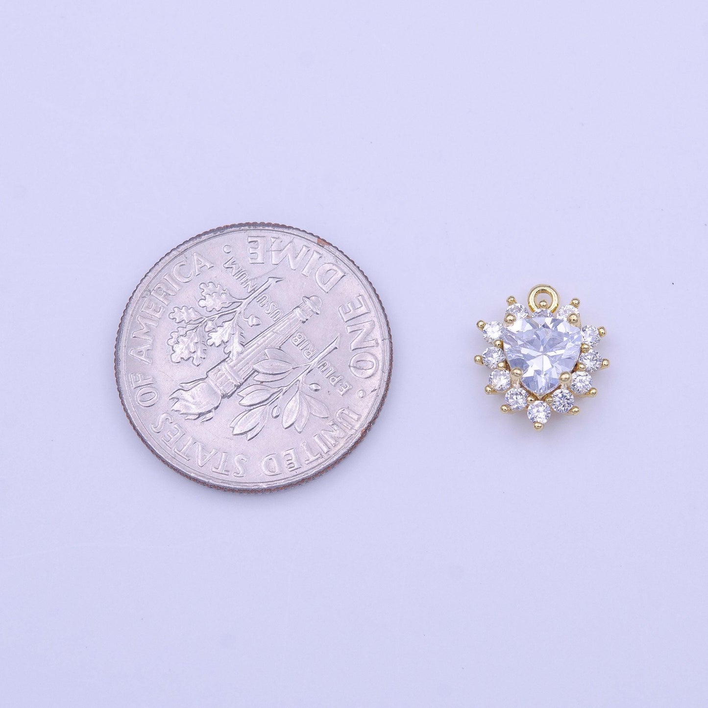 Tiny cz heart charm clear cubic zirconia love add on charm for necklace bracelet earring gold heart charm | c501