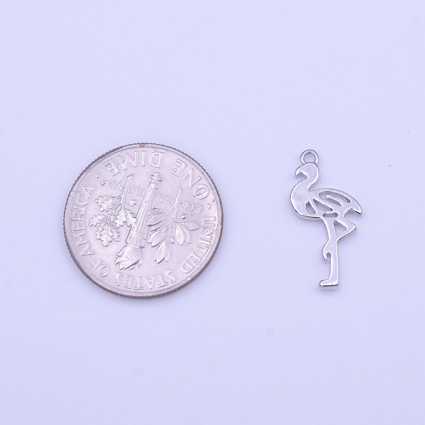 Gold flamingo charms, bracelet charm, anklet charm, earring charm silver bird charms wholesale supply c505