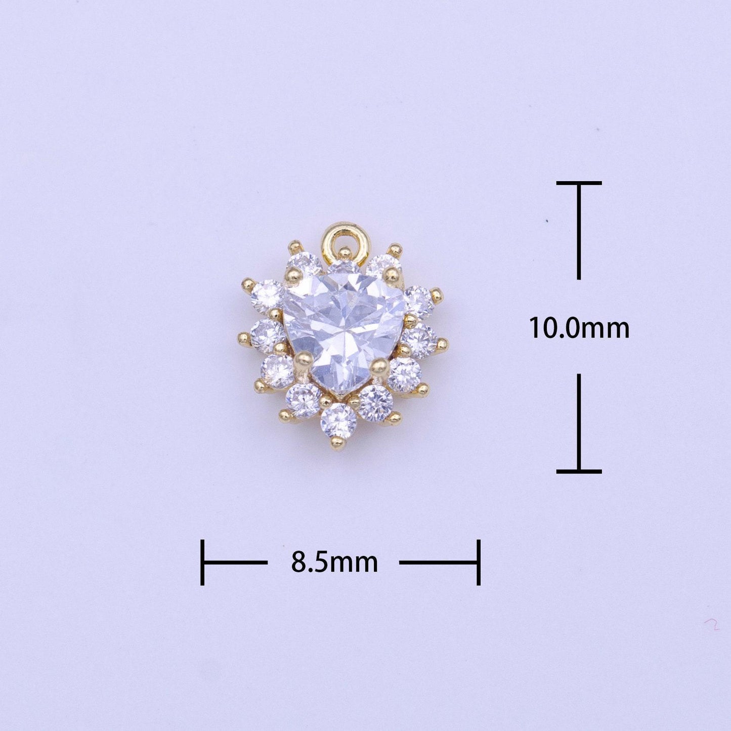 Tiny cz heart charm clear cubic zirconia love add on charm for necklace bracelet earring gold heart charm | c501