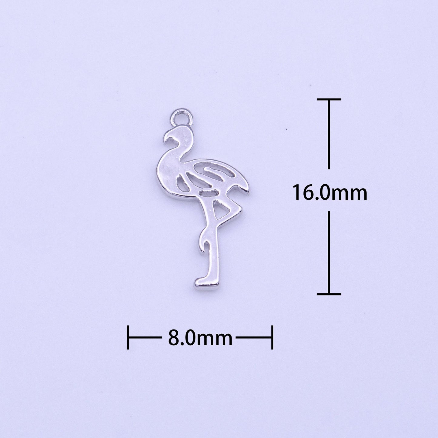 Gold flamingo charms, bracelet charm, anklet charm, earring charm silver bird charms wholesale supply c505