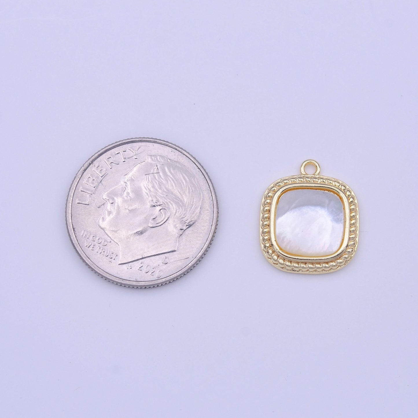 Minimalist square shell pearl braided gold charm geometric jewelry inspired for add on charm | c430