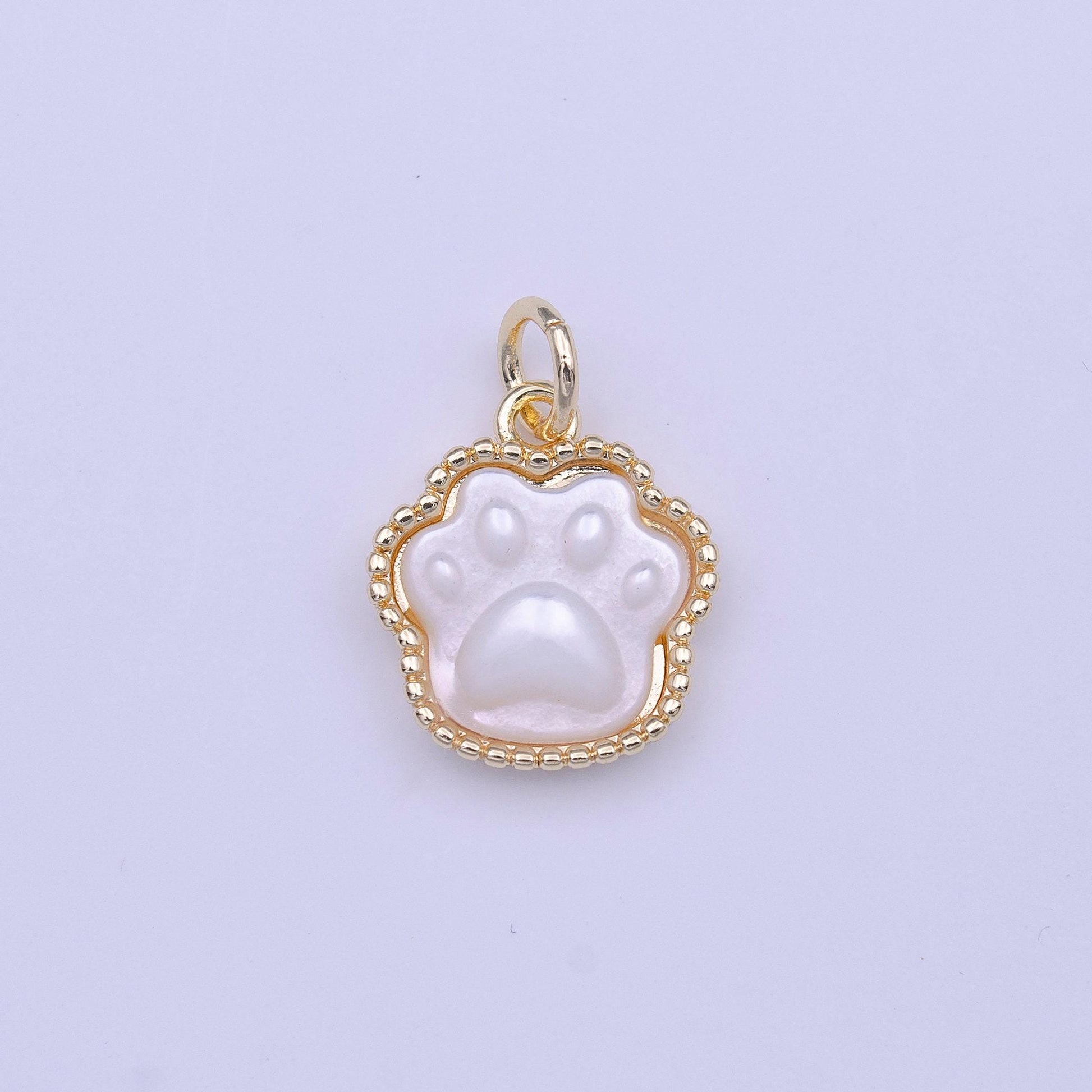Mini dog paw charm for bracelet necklace earring component white shell pearl puppy dog cat bear animal pendant pet jewelry collar charm c427