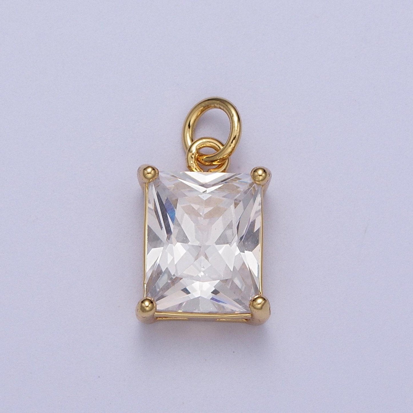 Dainty emerald cut charm cz gold filled set with cubic zirconia accent for bracelet necklace earring jewelry making c-420