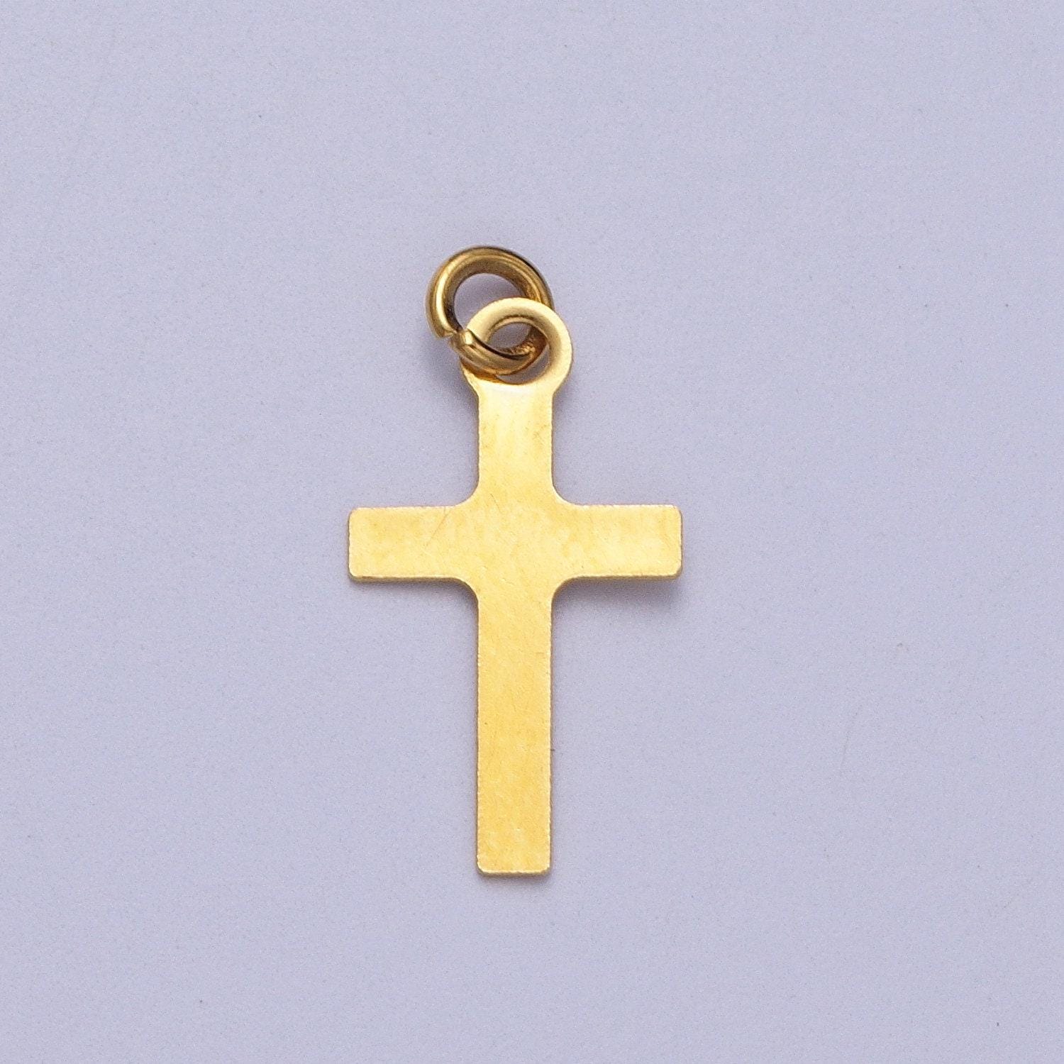 Dainty stainless steel cross charms mini gold cross pendant for religious jewelry making supply