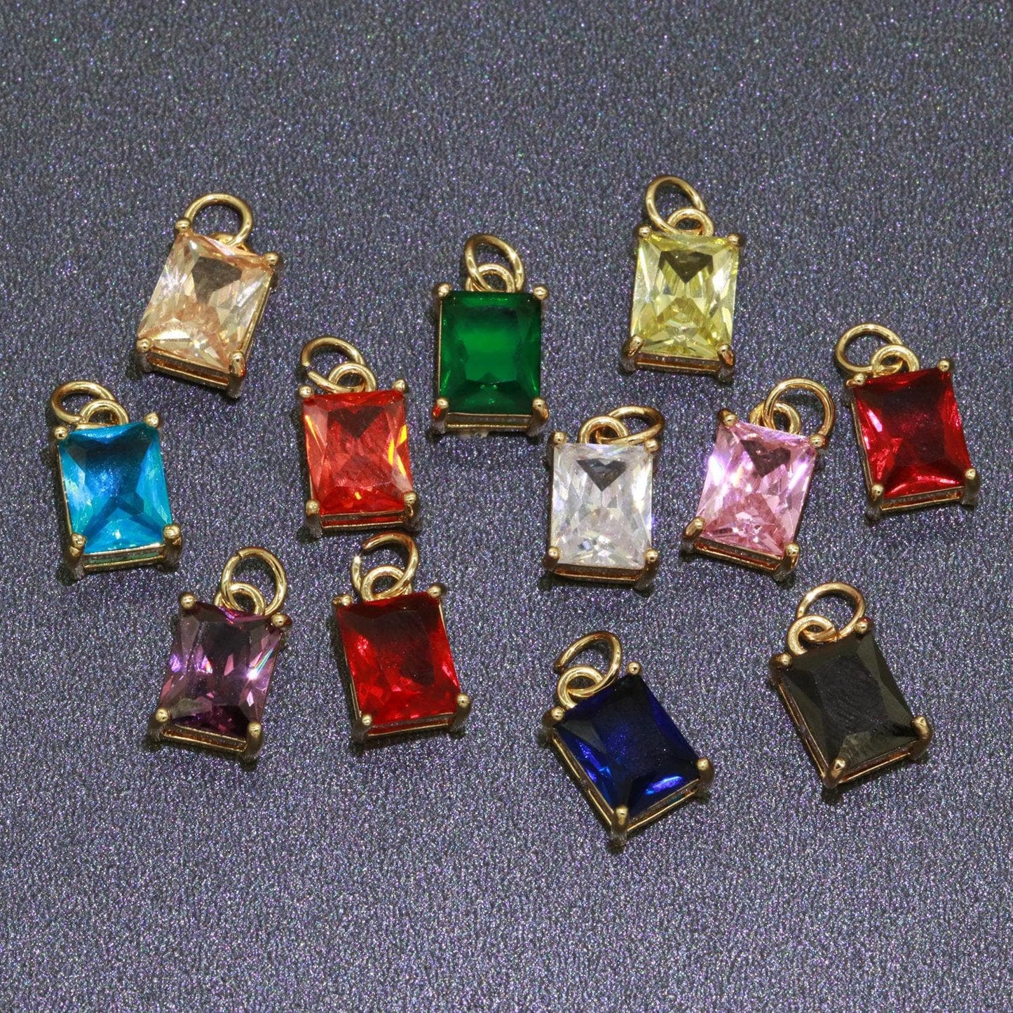 1x 14k gold filled micro pave cz geometric pendant charm emerald cut pendant charm geometric diy jewelry 10.2x7.3mm chgf 415