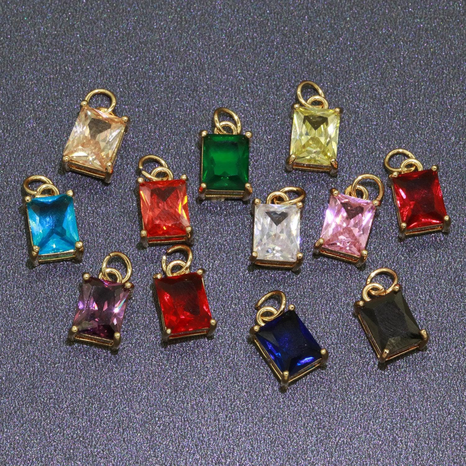 1x 14k gold filled micro pave cz geometric pendant charm emerald cut pendant charm geometric diy jewelry 10.2x7.3mm chgf 415