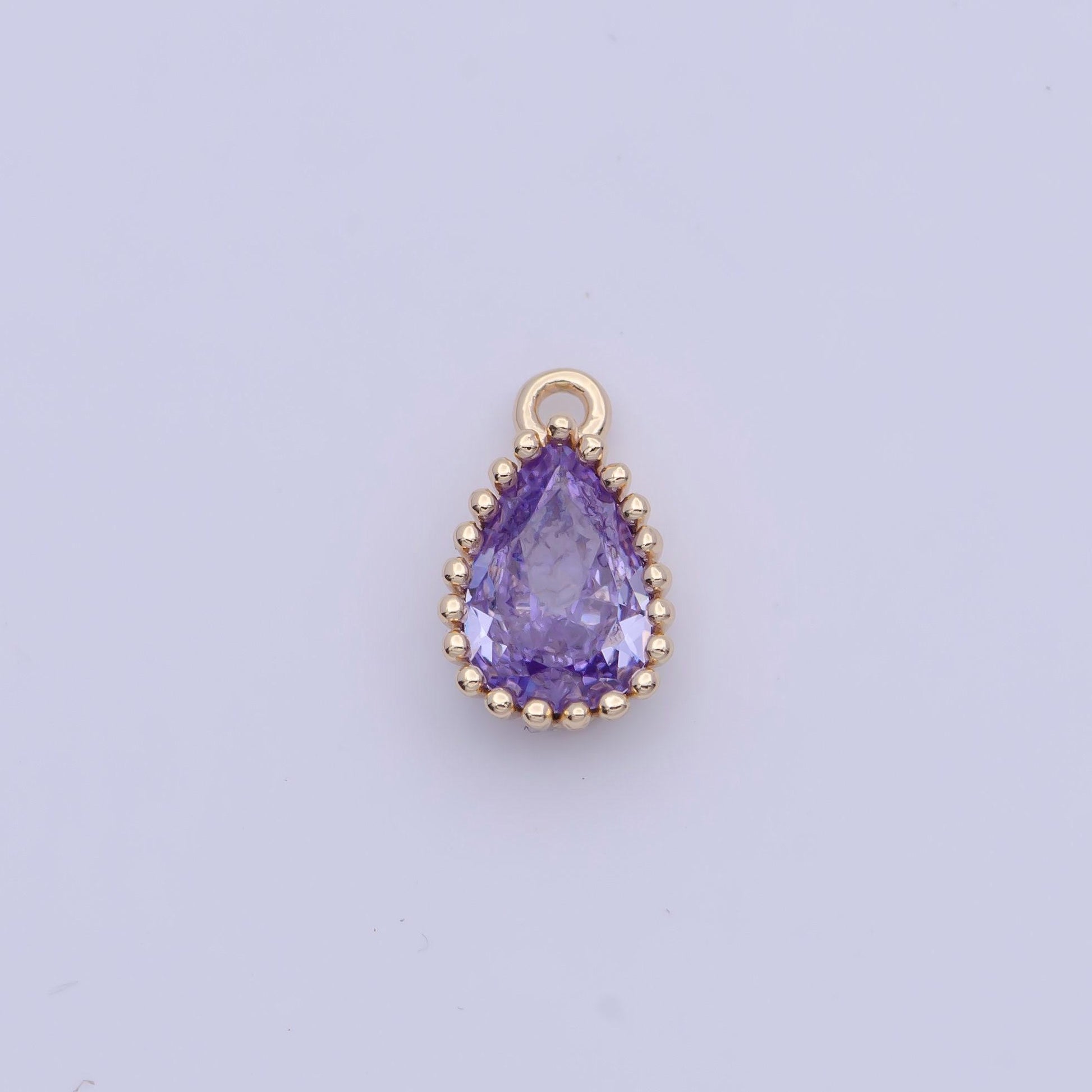 Dainty gold multicolor cz teardrop pendant, 24k gold plated 12 colors micro paved cz tiny tear drop marquise charm
