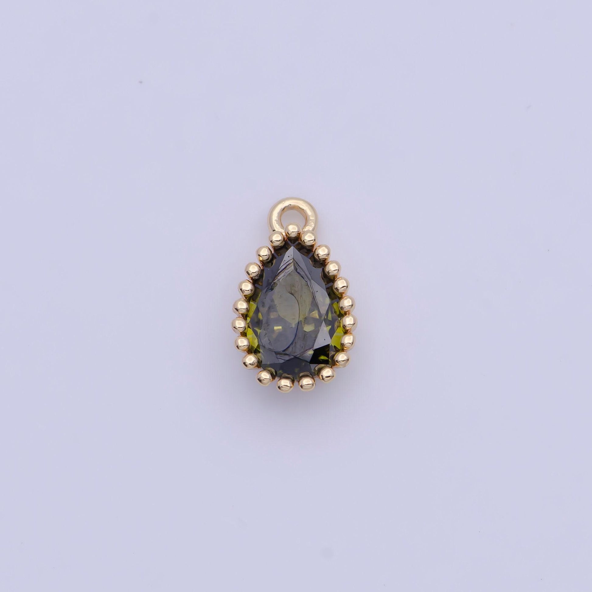 Dainty gold multicolor cz teardrop pendant, 24k gold plated 12 colors micro paved cz tiny tear drop marquise charm