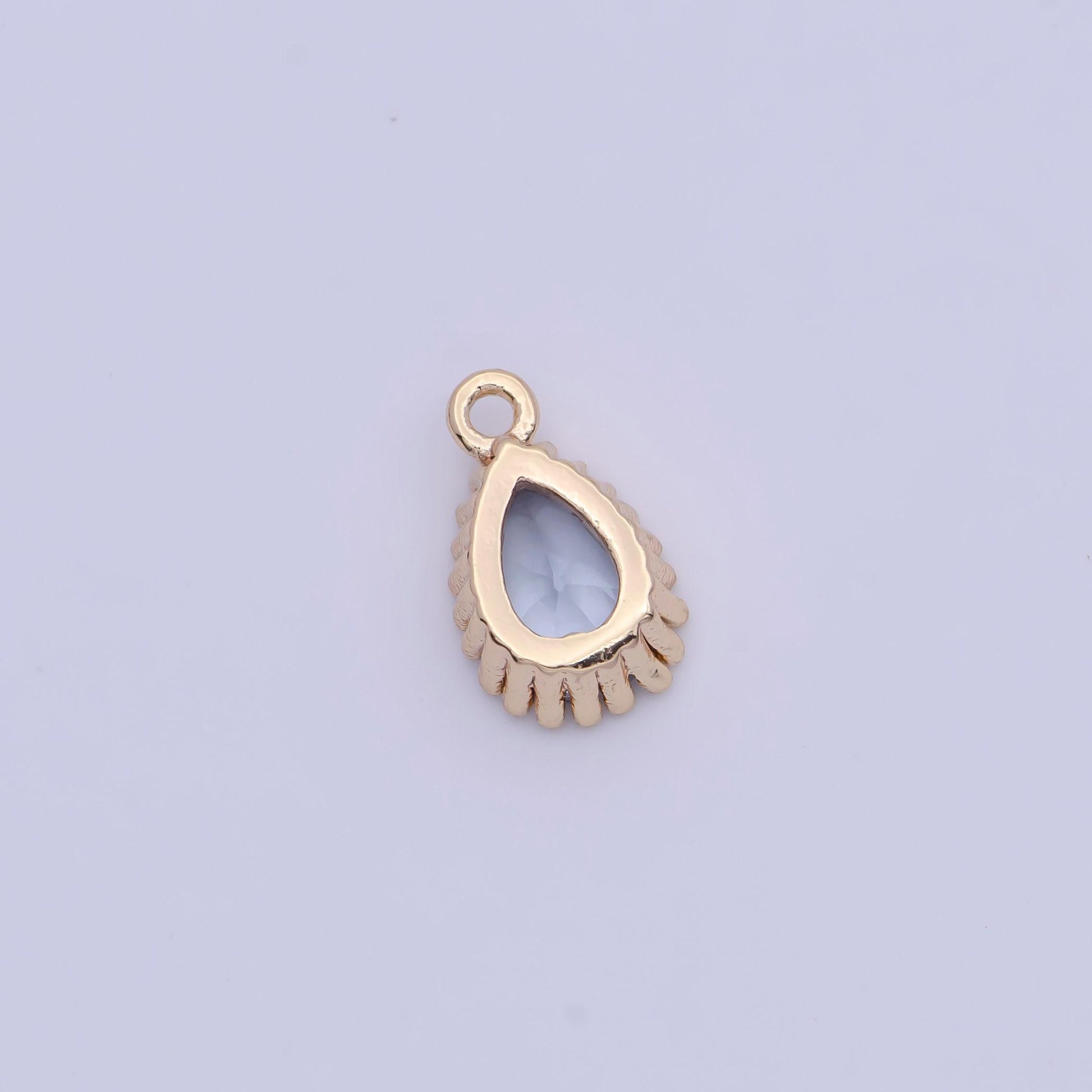 Dainty gold multicolor cz teardrop pendant, 24k gold plated 12 colors micro paved cz tiny tear drop marquise charm