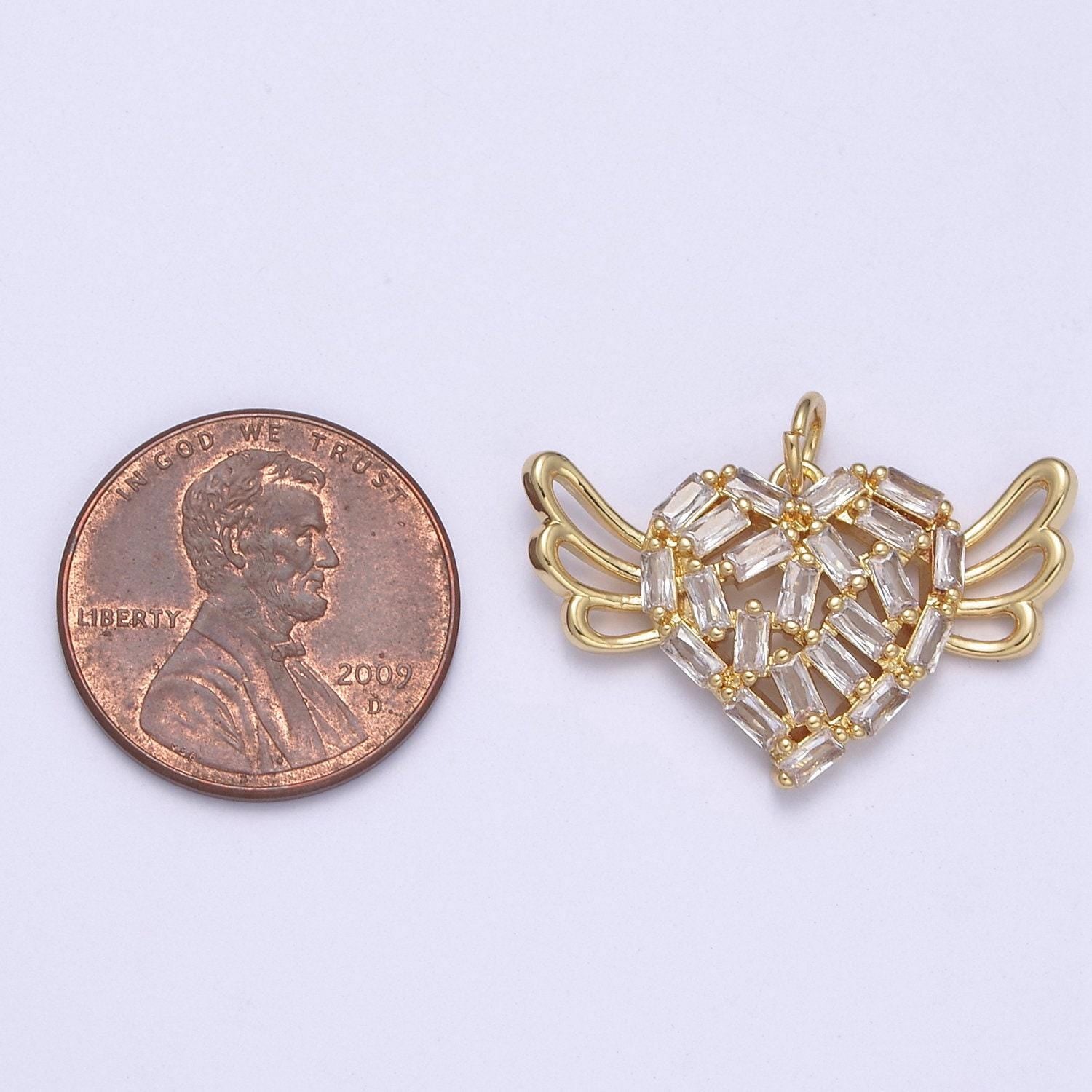 1pc gold micro pave cz heart pendant charm, hearts with micro pave cz pendant charm, heart pendant, for diy jewelry - c307